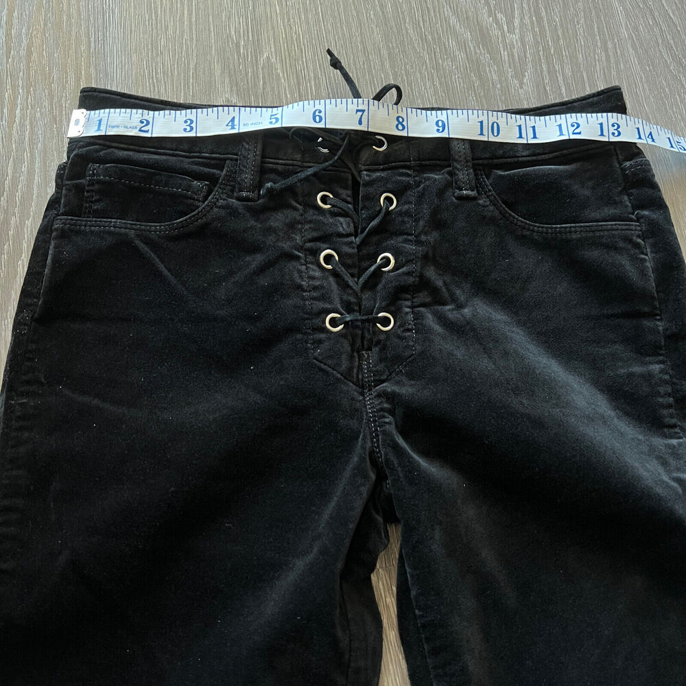 L'Agence Velvet Pants Womens Size 25 With Lace Up Front Black - Picture 6 of 11